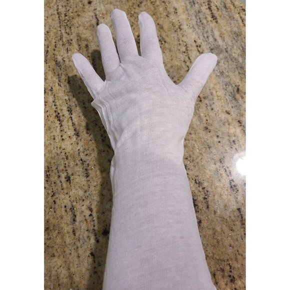 New! Mens L Womens XXL White Cotton 14" Long Gloves Inspector Costume - Picture 12 of 15